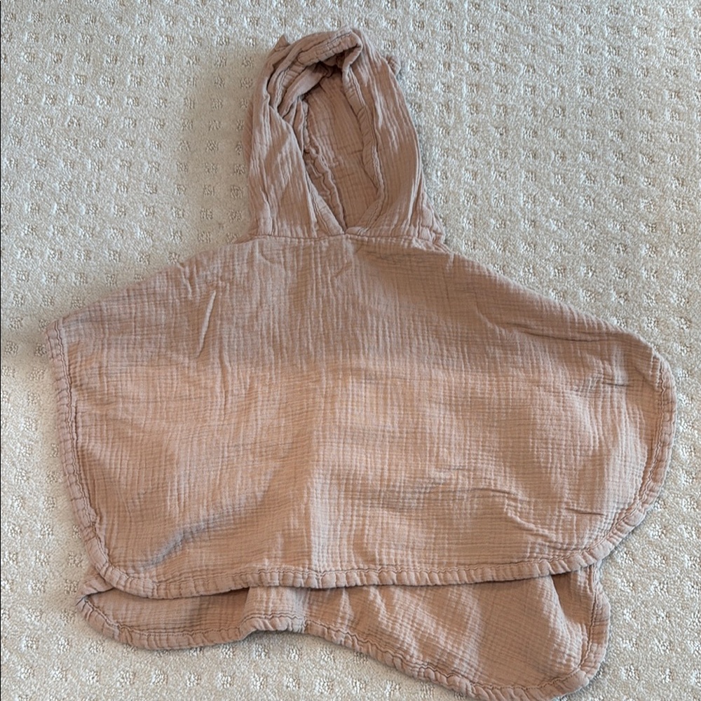 H&M Bear Poncho Tan Hooded Poncho